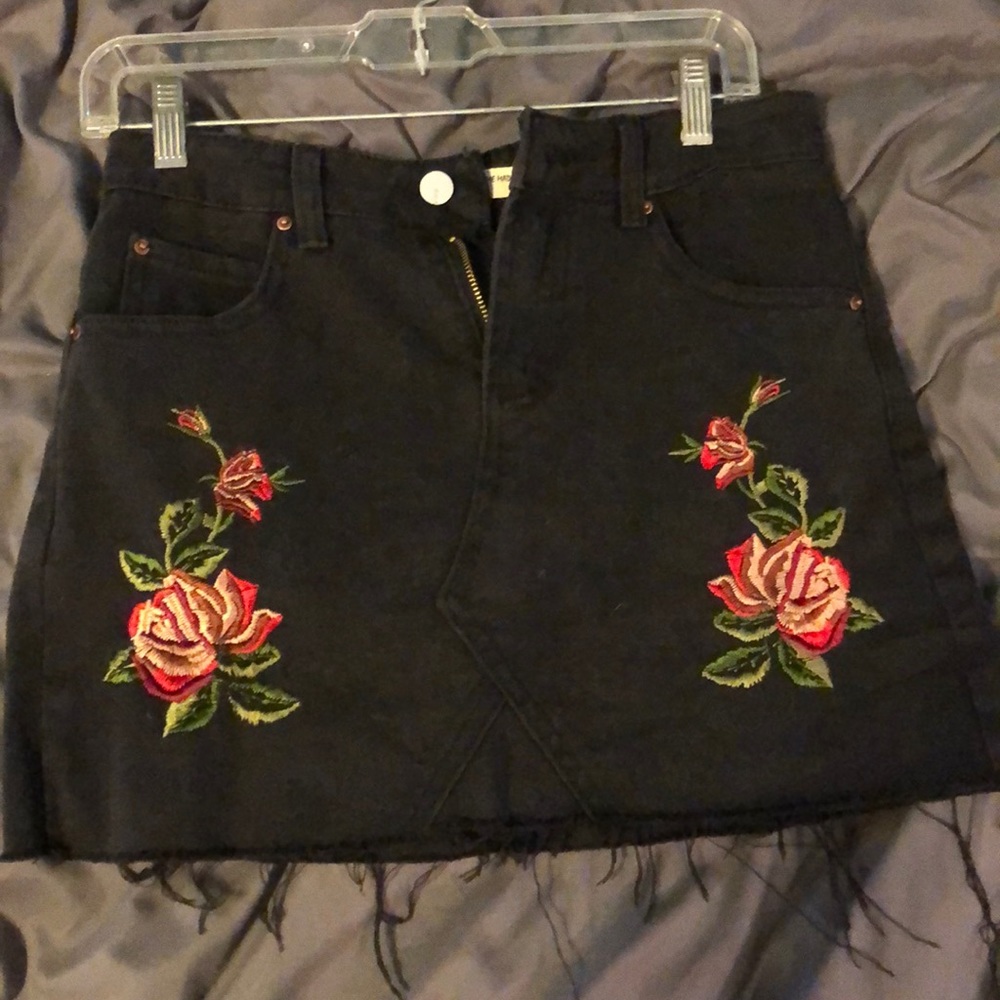 Black floral skirt
